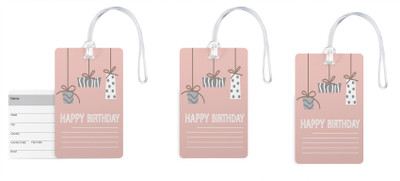 

100yellow Luggage Tags - Happy Birthday Printed PVC with Silicon Strap Baggage/Bag Tag – Ideal for Travel-Pack Of 3 Luggage Tag(Multicolor)