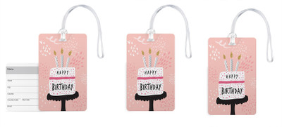 

100yellow Luggage Tags Happy Birthday Print Premium PVC Bag Tag with Silicon Strap By 100yellow- For Travel-Pack Of 3 Luggage Tag(Multicolor)