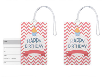 

100yellow Luggage Tags - Happy Birthday Printed High Quality Gloss Finish PVC with Silicon Strap Bag Tag-Pack Of 2 Luggage Tag(Multicolor)
