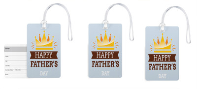 

100yellow Luggage Tags- Happy Father’s Day Print Gloss Finish PVC Bag Tag with Silicon Strap- Gift For Father-Pack Of 3 Luggage Tag(Multicolor)