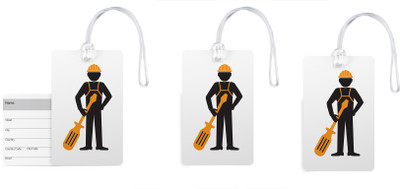

100yellow Luggage Tags- Printed High Quality Gloss Finish PVC Bag Tag with Silicon Strap- Ideal For Travel-Pack Of 3 Luggage Tag(Multicolor)