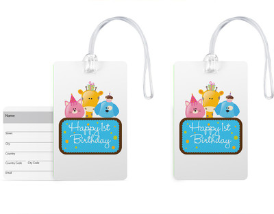 

100yellow Luggage Tag- Happy 1st Birthday Print High Quality PVC Travel/Bag Tag with Silicon Strap BY 100yellow-Pack Of 2 Luggage Tag(Multicolor)