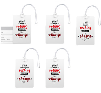 

100yellow Luggage Tags- Inspirational Printed Gloss Finish PVC Bag Tag with Silicon Strap- Ideal For Travel-Pack Of 5 Luggage Tag(Multicolor)