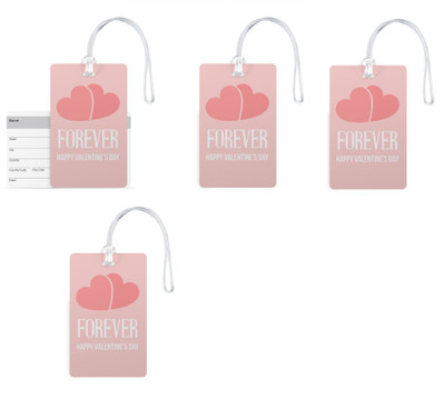 

100yellow Luggage Tags- Forever Happy Valentine Day Print PVC Tag with Silicon Strap- Ideal For Gift-Pack Of 4 Luggage Tag(Multicolor)