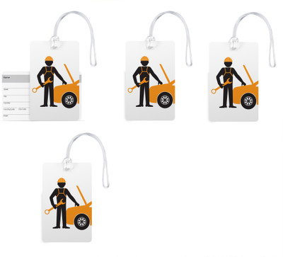 

100yellow Luggage Tags- Printed High Quality Gloss Finish PVC Bag Tag with Silicon Strap- Ideal For Travel-Pack Of 4 Luggage Tag(Multicolor)