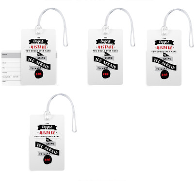 

100yellow Luggage Tags- Motivational Printed Gloss Finish PVC Bag Tag with Silicon Strap- Ideal For Travel-Pack Of 4 Luggage Tag(Multicolor)