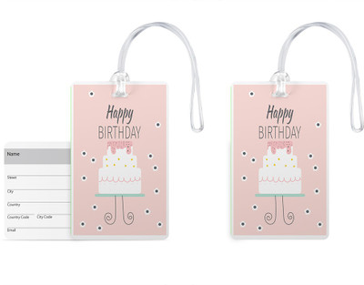 

100yellow Luggage Tags -Happy Birthday Print Premium Quality PVC Bag Tag with Silicon Strap-100yellow-Pack Of 2 Luggage Tag(Multicolor)