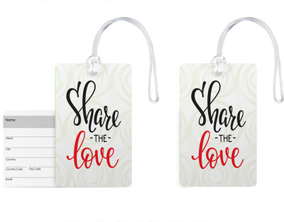 

100yellow Luggage Tags- Share The Love Printed PVC Tag with Silicon Strap- Ideal For Gift-Pack Of 2 Luggage Tag(Multicolor)