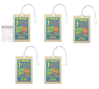 

100yellow Luggage Tags- Motivational Printed Gloss Finish PVC Bag Tag with Silicon Strap- Ideal For Travel-Pack Of 5 Luggage Tag(Multicolor)