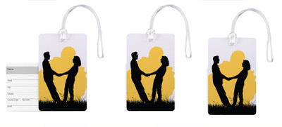 

100yellow Luggage Tags- Designer Printed High Quality Gloss Finish PVC Bag Tag with Silicon Strap- Ideal For Travel-Pack Of 3 Luggage Tag(Multicolor)
