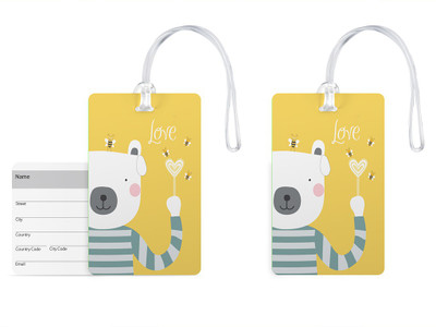 

100yellow Luggage Tags- Designer Printed High Quality Gloss Finish PVC Bag Tag with Silicon Strap- Ideal For Travel-Pack Of 2 Luggage Tag(Multicolor)