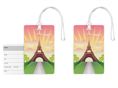 

100yellow Luggage Tags- Eiffel Tower Print PVC Baggage/Bag Tag with Silicon Strap Address Label- Ideal For Gift-Pack Of 2 Luggage Tag(Multicolor)