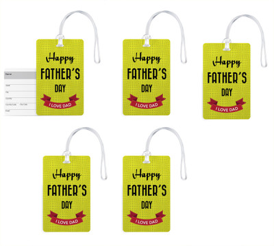 

100yellow Luggage Tags- Happy Father’s Day Print Gloss Finish PVC Bag Tag with Silicon Strap- Gift For Father-Pack Of 5 Luggage Tag(Multicolor)