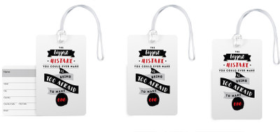 

100yellow Luggage Tags- Motivational Printed Gloss Finish PVC Bag Tag with Silicon Strap- Ideal For Travel-Pack Of 3 Luggage Tag(Multicolor)