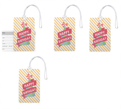 

100yellow Luggage Tags - Happy Birthday Print Premium PVC with Silicon Strap Baggage/Bag Tag -Ideal for Your-Pack Of 4 Luggage Tag(Multicolor)