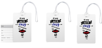 

100yellow Luggage Tags- Motivational Print High Quality PVC Bag Tag with Silicon Strap- Ideal For Travel-Pack Of 3 Luggage Tag(Multicolor)