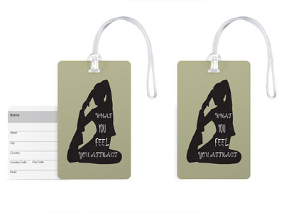 

100yellow Luggage Tags- Yoga Pose Printed High Quality PVC Tag with Silicon Strap- Ideal For Travel-Pack Of 2 Luggage Tag(Multicolor)