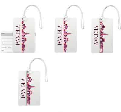 

100yellow Luggage Tags- Printed Premium Quality Gloss Finish PVC Bag Tag with Silicon Strap- Ideal For Travel-Pack Of 4 Luggage Tag(Multicolor)