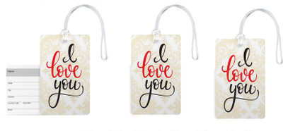 

100yellow Luggage Tags- I Love You Print Gloss Finish PVC Travel Tag with Silicon Strap- Ideal For Gift-Pack Of 3 Luggage Tag(Multicolor)