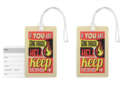 

100yellow Luggage Tags- Motivational Printed Gloss Finish PVC Bag Tag with Silicon Strap- Ideal For Travel-Pack Of 2 Luggage Tag(Multicolor)