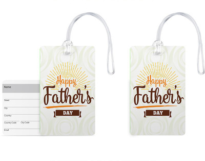 

100yellow Luggage Tags- Happy Father’s Day Print Gloss Finish PVC Bag Tag with Silicon Strap- Gift For Father-Pack Of 2 Luggage Tag(Multicolor)