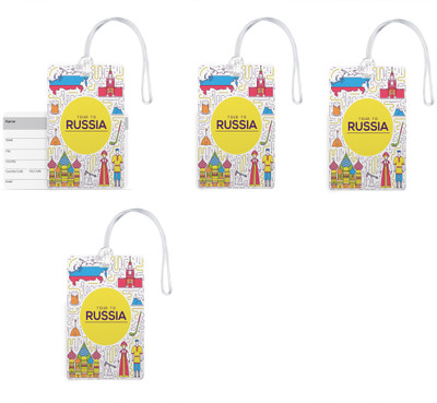 

100yellow Luggage Tags- Printed High Quality Gloss Finish PVC Bag Tag with Silicon Strap- Ideal For Gift-Pack Of 4 Luggage Tag(Multicolor)