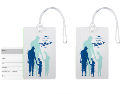 

100yellow Luggage Tags- Happy Father’s Day Print Gloss Finish PVC Bag Tag with Silicon Strap- Gift For Father-Pack Of 2 Luggage Tag(Multicolor)
