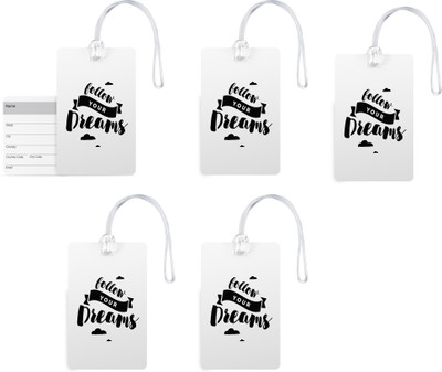 

100yellow Luggage Tags- Quote Printed Designer High Quality PVC Bag Tag with Silicon Strap- Ideal For Travel-Pack Of 5 Luggage Tag(Multicolor)