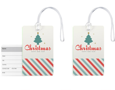

100yellow Luggage Tags- Merry Christmas & Happy New Year Print Gloss Finish PVC Bag Tag with Silicon Strap- Ideal For Travel-Pack Of 2 Luggage Tag(Multicolor)