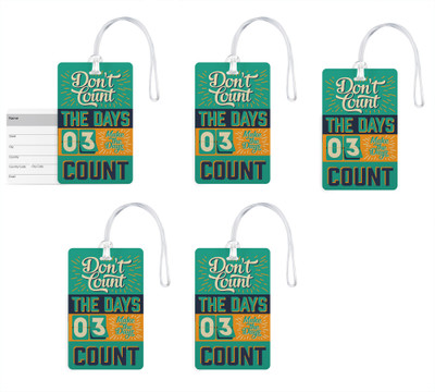 

100yellow Luggage Tags- Motivational Printed Gloss Finish PVC Bag Tag with Silicon Strap- Ideal For Travel-Pack Of 5 Luggage Tag(Multicolor)