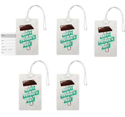 

100yellow Luggage Tags- Happy Father’s Day Print Gloss Finish PVC Bag Tag with Silicon Strap- Gift For Father-Pack Of 5 Luggage Tag(Multicolor)