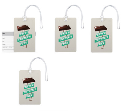 

100yellow Luggage Tags- Happy Father’s Day Print Gloss Finish PVC Bag Tag with Silicon Strap- Gift For Father-Pack Of 4 Luggage Tag(Multicolor)