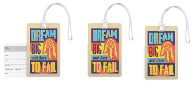 

100yellow Luggage Tags- Inspirational Printed Gloss Finish PVC Bag Tag with Silicon Strap- Ideal For Travel-Pack Of 3 Luggage Tag(Multicolor)