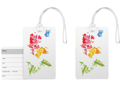 

100yellow Luggage Tags- Printed Premium Quality Gloss Finish PVC Bag Tag with Silicon Strap- Ideal For Travel-Pack Of 2 Luggage Tag(Multicolor)