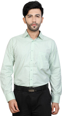 All Seasons Men Checkered Formal Green Shirt