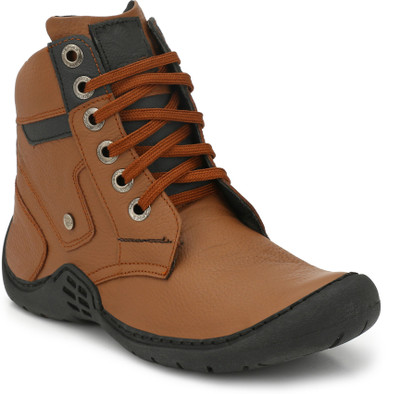 

IShoes GENUINE LEATHER ANTI SKID RUGGED OUTDOOR BOOTS Boots For Men(Tan
