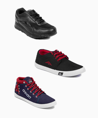 

Asian Men's Combo Pack Of 3 Sneakers With Loafers Casuals For Men(Multicolor