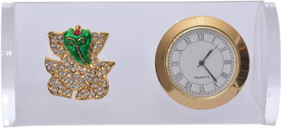 

Siri Creations Ganesha With Clock Decorative Showpiece - 5 cm(Plastic, Green)