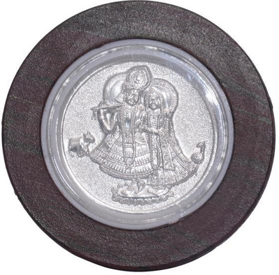 

Siri Creations 999 Pure Silver Radha Krishna Paper Weight Decorative Showpiece - 6.3 cm(Silver, Black)