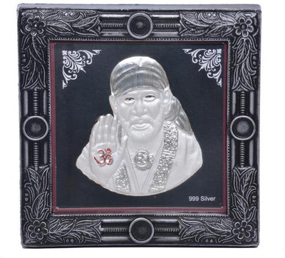 

Siri Creations 999 Pure Silver Baba Frame With Square Shape Decorative Showpiece - 10.5 cm(Silver, Silver)