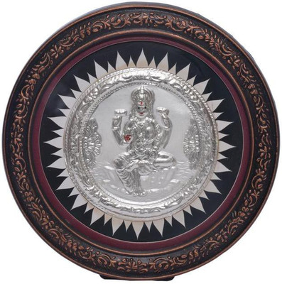 

Siri Creations 999 Pure Silver Lakshmi With Round Frame Decorative Showpiece - 11.5 cm(Silver, Black)