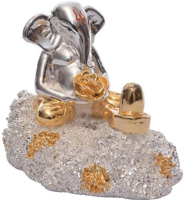 

Siri Creations Ganesha Idol With Shiva Silver And Gold Polish Decorative Showpiece - 8.2 cm(Silver Plated, Gold)
