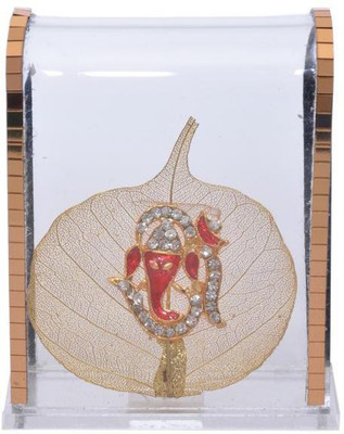 Siri Creations Piple Green Leaf With Ganesha Showpiece Decorative Showpiece - 7.3 cm(Plastic, Red)