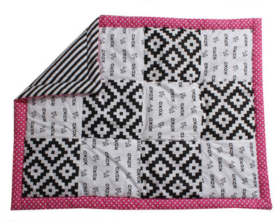 

Bacati Love Black/Fuschia Patchwork Playmat Comforter Sleeping Bag(Pink)