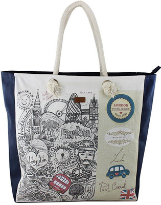 

YOLO Women Casual Blue Canvas Tote