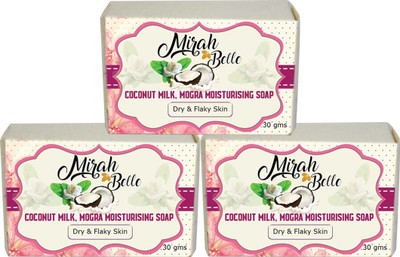 

Mirah Belle Naturals Coconut milk, Mogra moisturising soap - Pack of 3(90 g, Pack of 3)