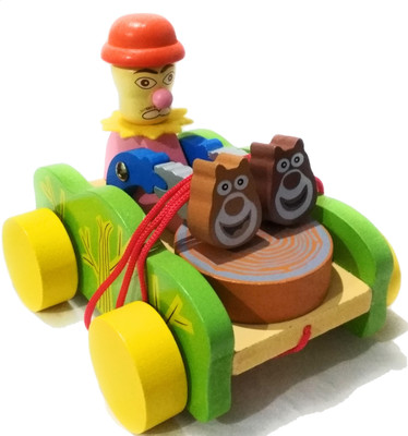 

Crafts India Wooden Pull Along Joker drumming car - Band Master(Multiple)
