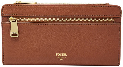 

Fossil Women Brown Genuine Leather Wrist Wallet(15 Card Slots)