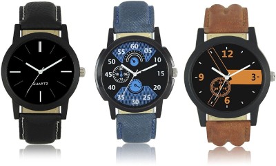 Maan International Combo3-LR-01-02-05 New Stylish Leather Strap Watch  - For Men   Watches  (Maan International)