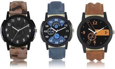 Maan International Combo3-LR-01-02-03 New Stylish Leather Strap Watch  - For Men   Watches  (Maan International)